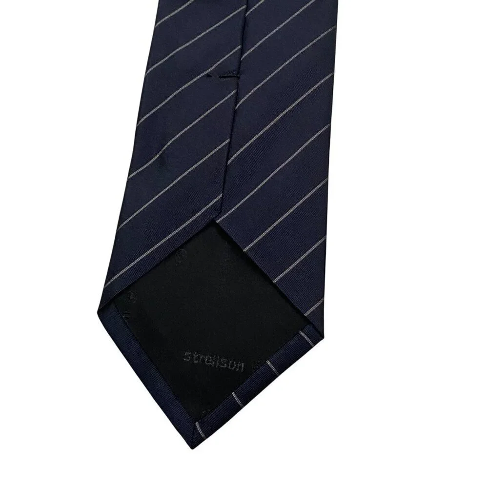 Strellson Navy Blue Silk Pin Striped Tie Men 3.25